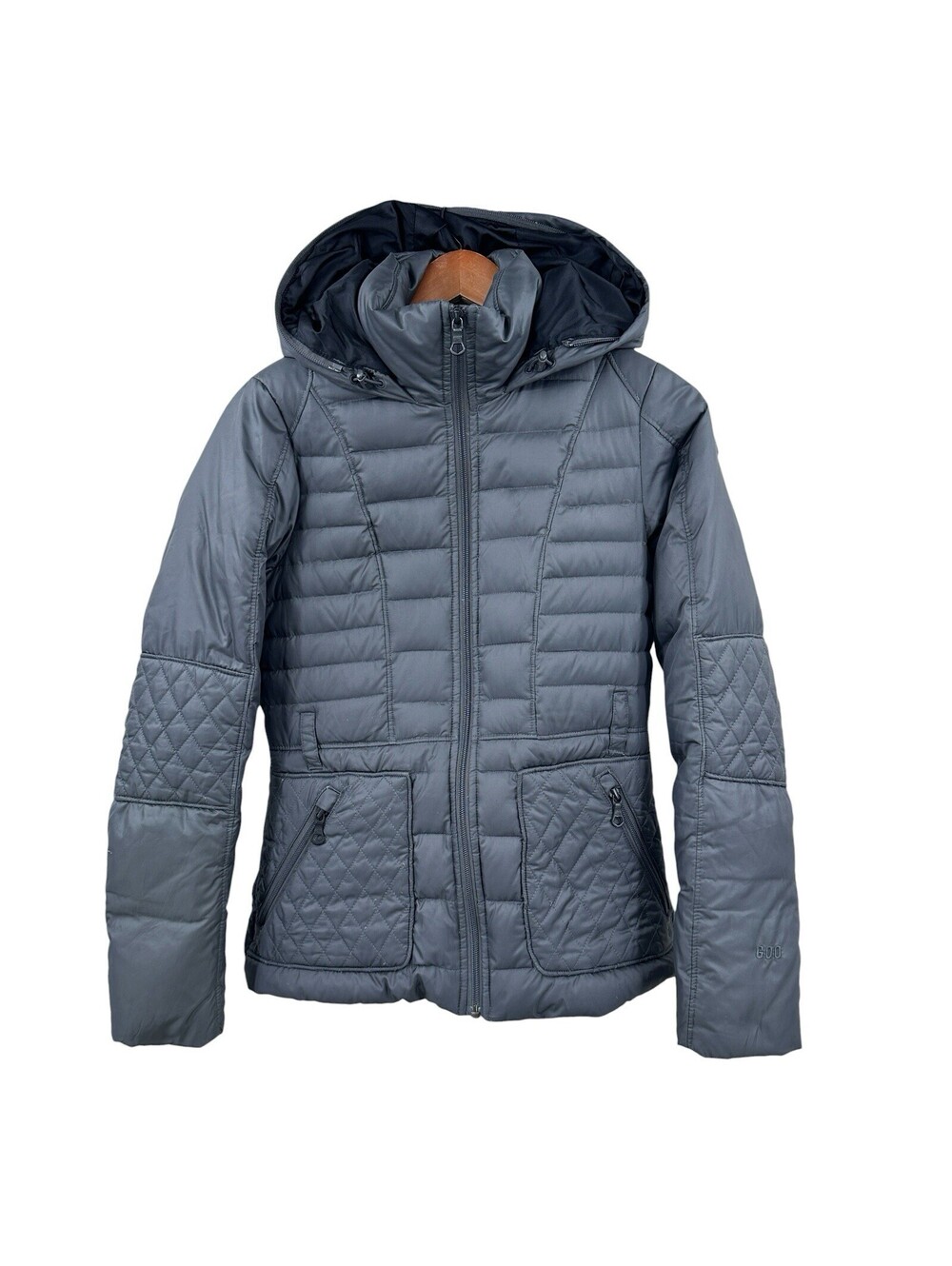 THE NORTH FACE Down Coat Jacket XS 600 Gotham Quilt Hooded Gray X823
